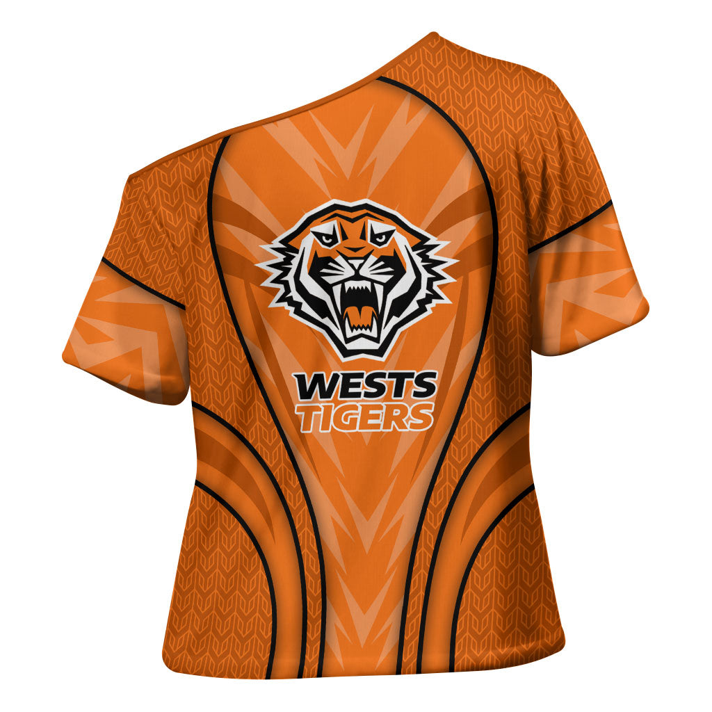 Wests Tigers Rugby Mascot Cross Shoulder Shirt Australian Rugby Culture - Tribal Inspired Tiger