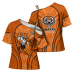 Wests Tigers Rugby Mascot Cross Shoulder Shirt Australian Rugby Culture - Tribal Inspired Tiger
