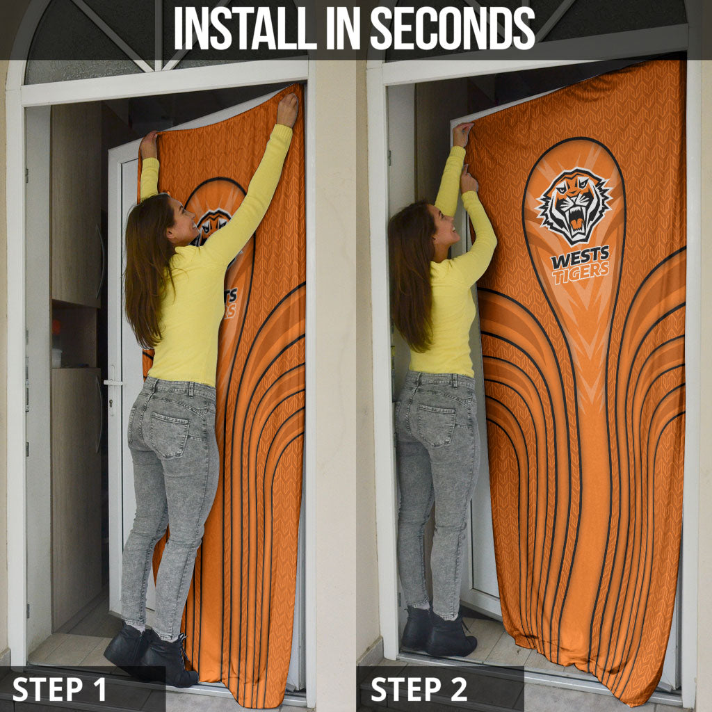 Wests Tigers Rugby Mascot Door Cover Australian Rugby Culture - Tribal Inspired Tiger