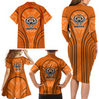 Wests Tigers Rugby Mascot Family Matching Long Sleeve Bodycon Dress and Hawaiian Shirt Australian Rugby Culture - Tribal Inspired Tiger