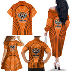 Wests Tigers Rugby Mascot Family Matching Off The Shoulder Long Sleeve Dress and Hawaiian Shirt Australian Rugby Culture - Tribal Inspired Tiger