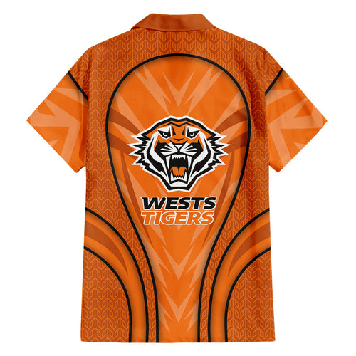 Wests Tigers Rugby Mascot Family Matching Off The Shoulder Long Sleeve Dress and Hawaiian Shirt Australian Rugby Culture - Tribal Inspired Tiger