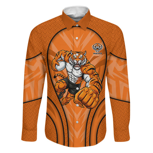 Wests Tigers Rugby Mascot Family Matching Off The Shoulder Long Sleeve Dress and Hawaiian Shirt Australian Rugby Culture - Tribal Inspired Tiger