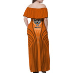 Wests Tigers Rugby Mascot Family Matching Off Shoulder Maxi Dress and Hawaiian Shirt Australian Rugby Culture - Tribal Inspired Tiger