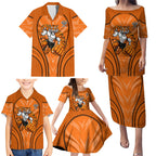 Wests Tigers Rugby Mascot Family Matching Puletasi and Hawaiian Shirt Australian Rugby Culture - Tribal Inspired Tiger