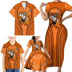 Wests Tigers Rugby Mascot Family Matching Short Sleeve Bodycon Dress and Hawaiian Shirt Australian Rugby Culture - Tribal Inspired Tiger