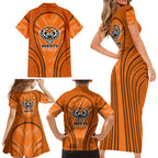 Wests Tigers Rugby Mascot Family Matching Short Sleeve Bodycon Dress and Hawaiian Shirt Australian Rugby Culture - Tribal Inspired Tiger