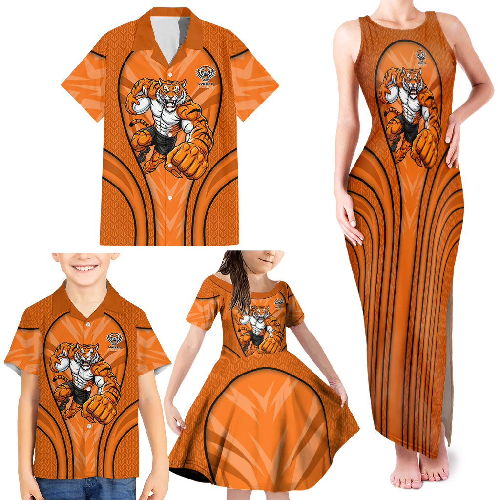 Wests Tigers Rugby Mascot Family Matching Tank Maxi Dress and Hawaiian Shirt Australian Rugby Culture - Tribal Inspired Tiger