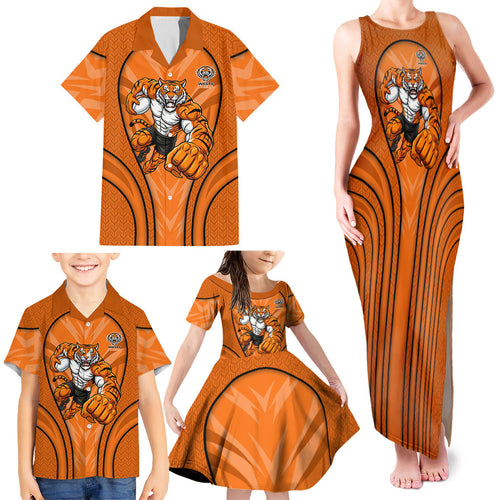Wests Tigers Rugby Mascot Family Matching Tank Maxi Dress and Hawaiian Shirt Australian Rugby Culture - Tribal Inspired Tiger