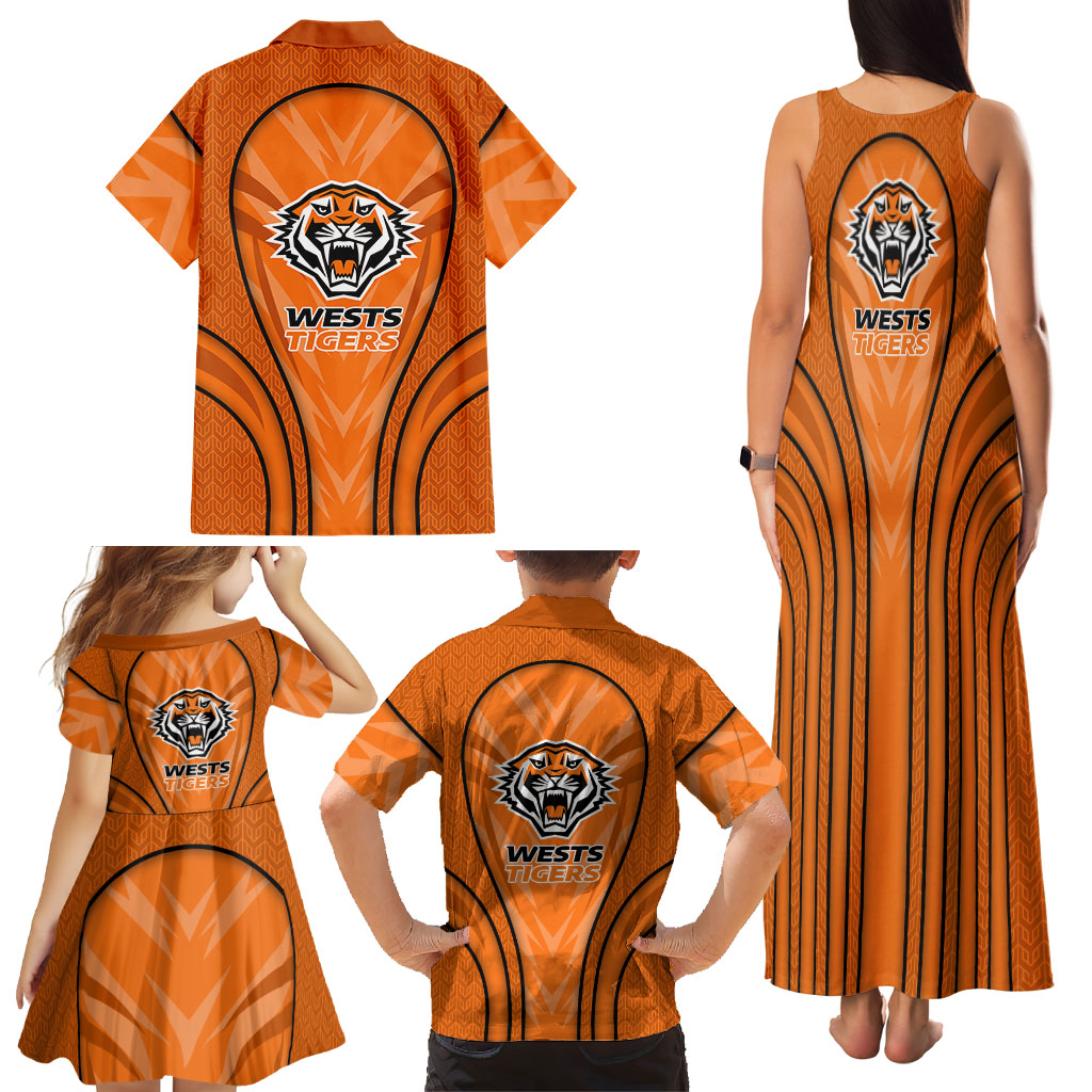 Wests Tigers Rugby Mascot Family Matching Tank Maxi Dress and Hawaiian Shirt Australian Rugby Culture - Tribal Inspired Tiger