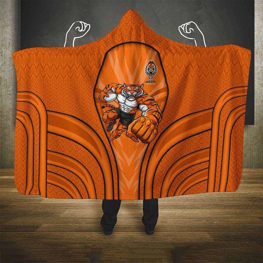Wests Tigers Rugby Mascot Hooded Blanket Australian Rugby Culture - Tribal Inspired Tiger