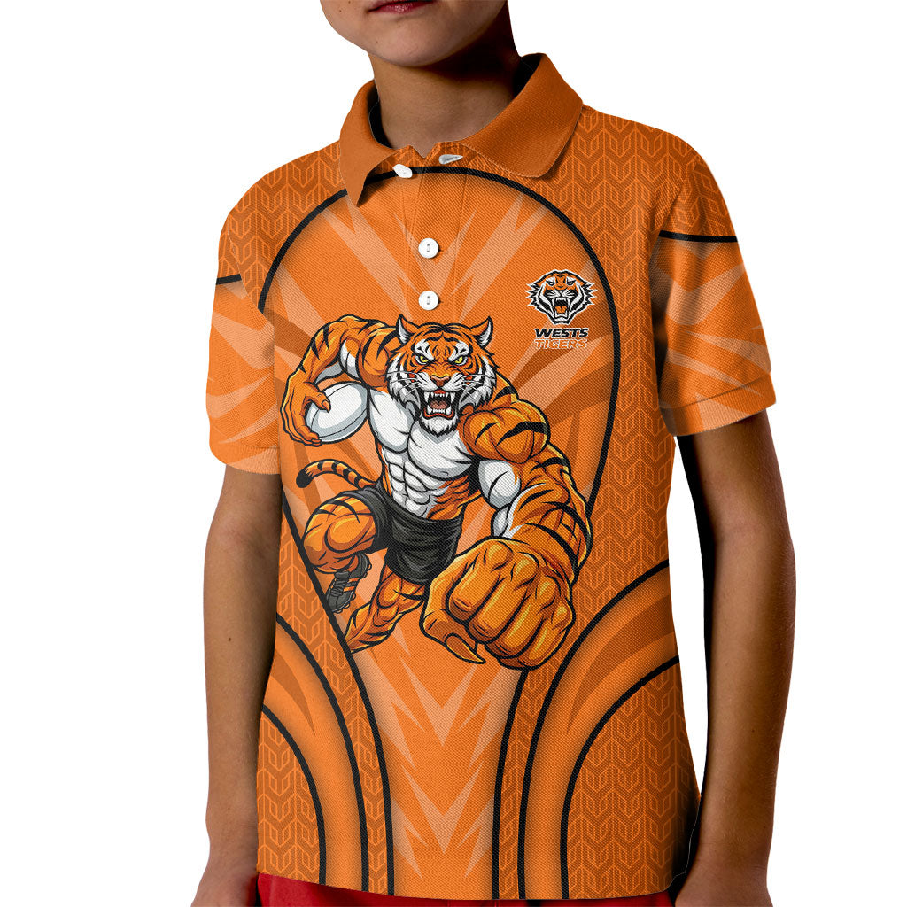 Wests Tigers Rugby Mascot Kid Polo Shirt Australian Rugby Culture - Tribal Inspired Tiger
