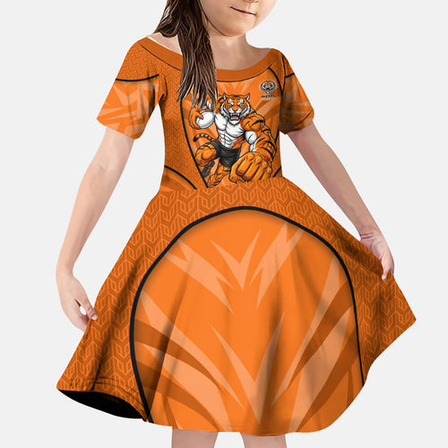 Wests Tigers Rugby Mascot Kid Short Sleeve Dress Australian Rugby Culture - Tribal Inspired Tiger