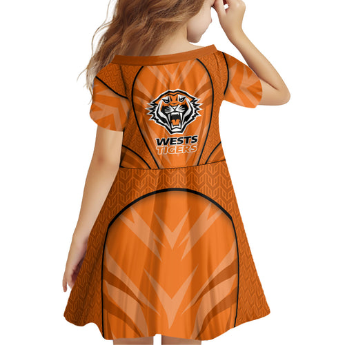 Wests Tigers Rugby Mascot Kid Short Sleeve Dress Australian Rugby Culture - Tribal Inspired Tiger