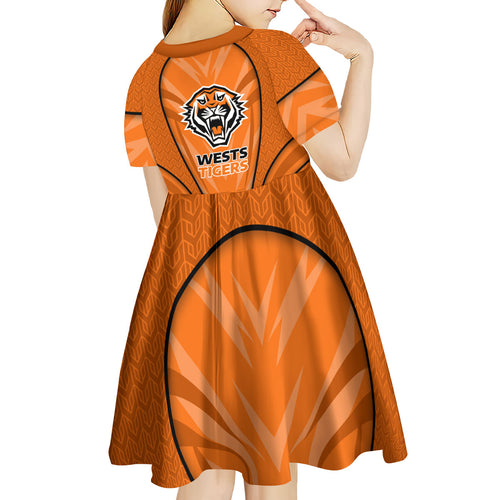 Wests Tigers Rugby Mascot Kid Short Sleeve Dress Australian Rugby Culture - Tribal Inspired Tiger
