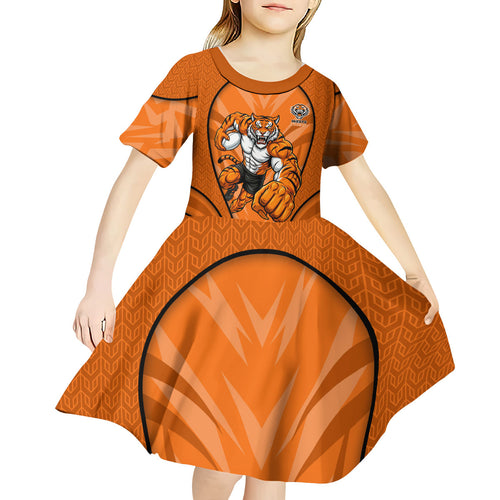 Wests Tigers Rugby Mascot Kid Short Sleeve Dress Australian Rugby Culture - Tribal Inspired Tiger
