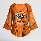 Wests Tigers Rugby Mascot Kimono Sleeve Blouse Australian Rugby Culture - Tribal Inspired Tiger