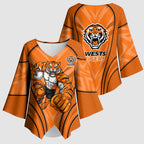 Wests Tigers Rugby Mascot Kimono Sleeve Blouse Australian Rugby Culture - Tribal Inspired Tiger