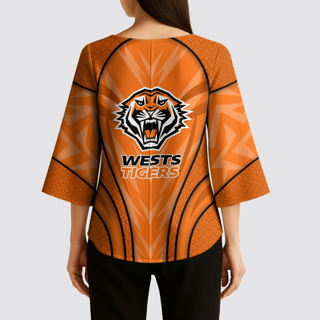 Wests Tigers Rugby Mascot Kimono Sleeve Blouse Australian Rugby Culture - Tribal Inspired Tiger
