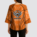 Wests Tigers Rugby Mascot Kimono Sleeve Blouse Australian Rugby Culture - Tribal Inspired Tiger
