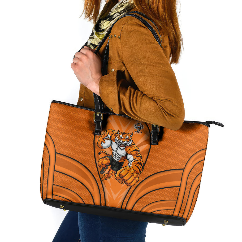 Wests Tigers Rugby Mascot Leather Tote Bag Australian Rugby Culture - Tribal Inspired Tiger