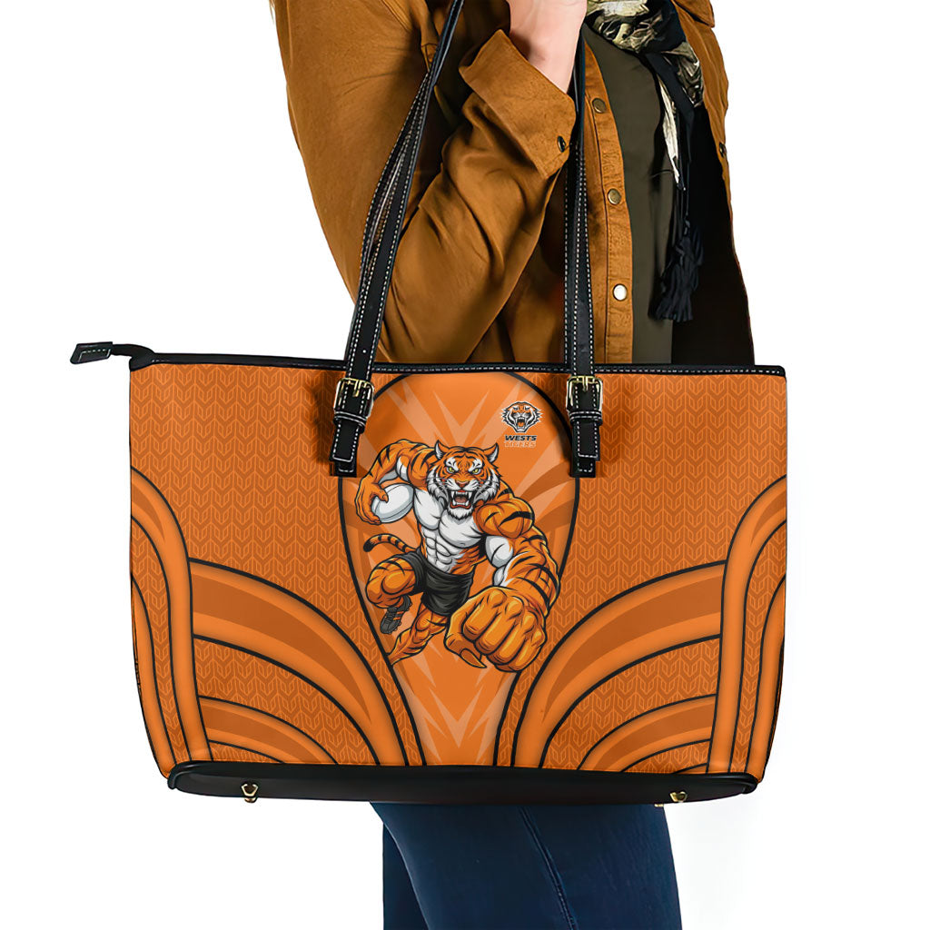 Wests Tigers Rugby Mascot Leather Tote Bag Australian Rugby Culture - Tribal Inspired Tiger