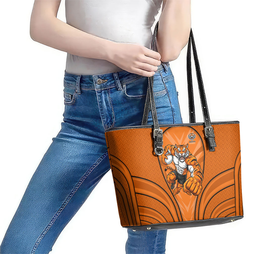 Wests Tigers Rugby Mascot Leather Tote Bag Australian Rugby Culture - Tribal Inspired Tiger