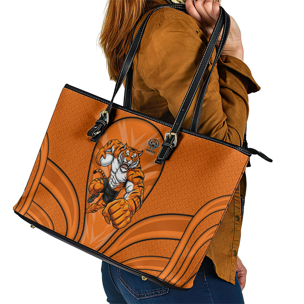 Wests Tigers Rugby Mascot Leather Tote Bag Australian Rugby Culture - Tribal Inspired Tiger