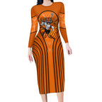 Wests Tigers Rugby Mascot Long Sleeve Bodycon Dress Australian Rugby Culture - Tribal Inspired Tiger