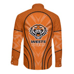 Wests Tigers Rugby Mascot Long Sleeve Button Shirt Australian Rugby Culture - Tribal Inspired Tiger