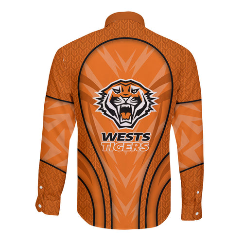 Wests Tigers Rugby Mascot Long Sleeve Button Shirt Australian Rugby Culture - Tribal Inspired Tiger
