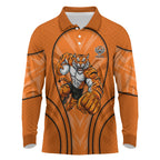 Wests Tigers Rugby Mascot Long Sleeve Polo Shirt Australian Rugby Culture - Tribal Inspired Tiger