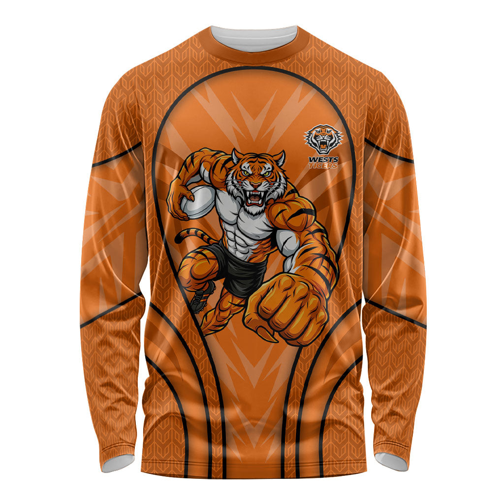Wests Tigers Rugby Mascot Long Sleeve Shirt Australian Rugby Culture - Tribal Inspired Tiger