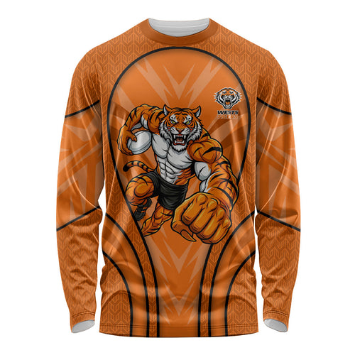 Wests Tigers Rugby Mascot Long Sleeve Shirt Australian Rugby Culture - Tribal Inspired Tiger
