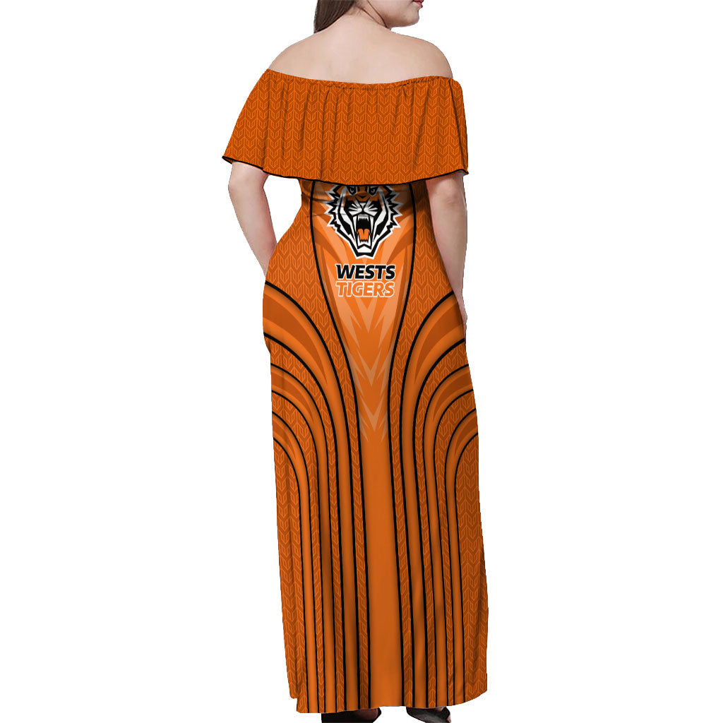 Wests Tigers Rugby Mascot Off Shoulder Maxi Dress Australian Rugby Culture - Tribal Inspired Tiger