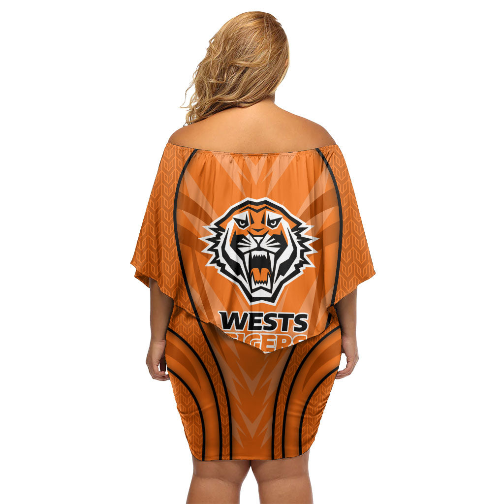 Wests Tigers Rugby Mascot Off Shoulder Short Dress Australian Rugby Culture - Tribal Inspired Tiger