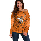 Wests Tigers Rugby Mascot Off Shoulder Sweater Australian Rugby Culture - Tribal Inspired Tiger