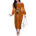 Wests Tigers Rugby Mascot Off The Shoulder Long Sleeve Dress Australian Rugby Culture - Tribal Inspired Tiger