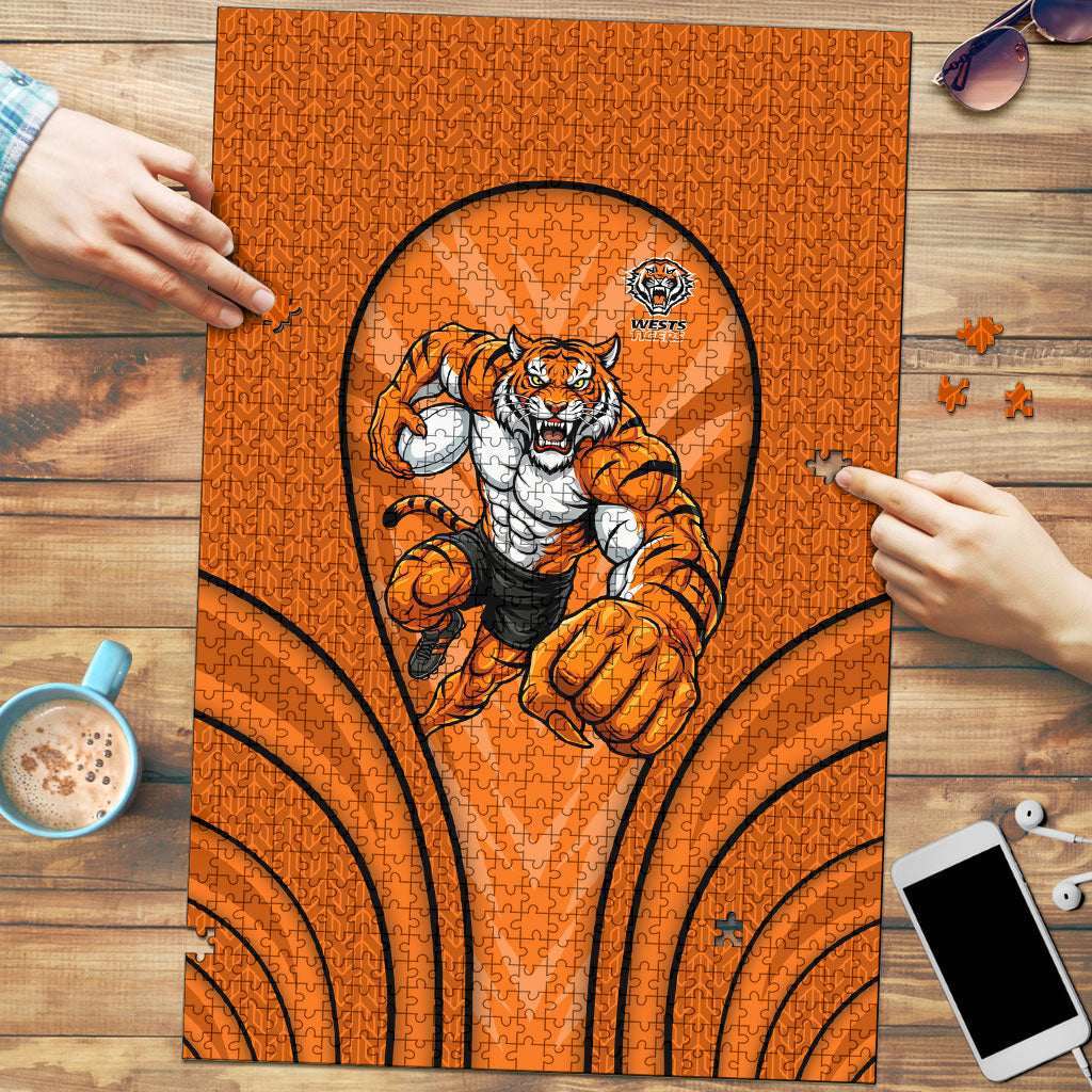 Wests Tigers Rugby Mascot Puzzle Australian Rugby Culture - Tribal Inspired Tiger