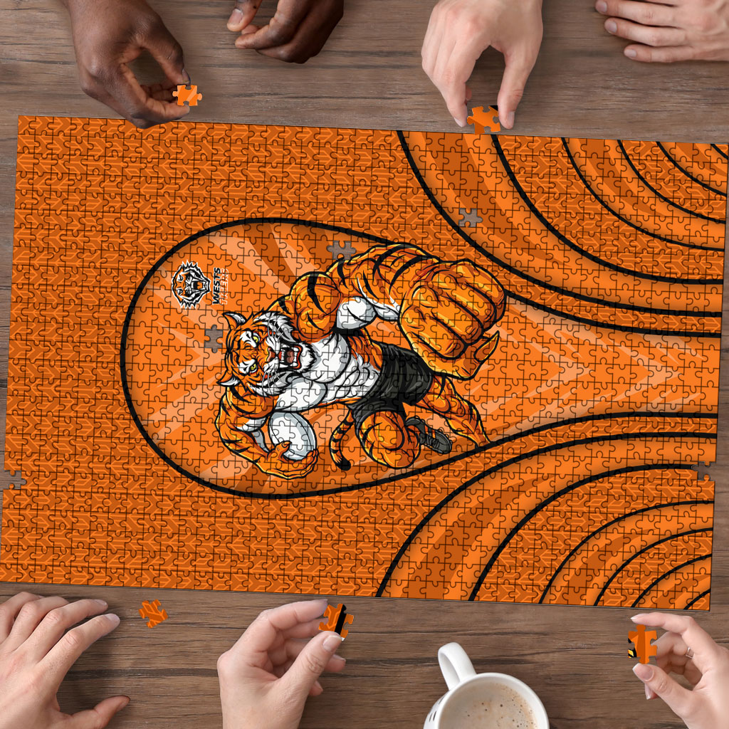 Wests Tigers Rugby Mascot Puzzle Australian Rugby Culture - Tribal Inspired Tiger
