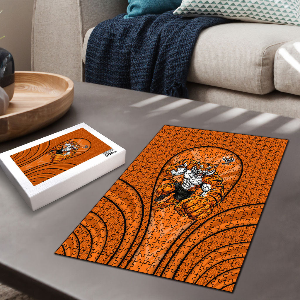 Wests Tigers Rugby Mascot Puzzle Australian Rugby Culture - Tribal Inspired Tiger