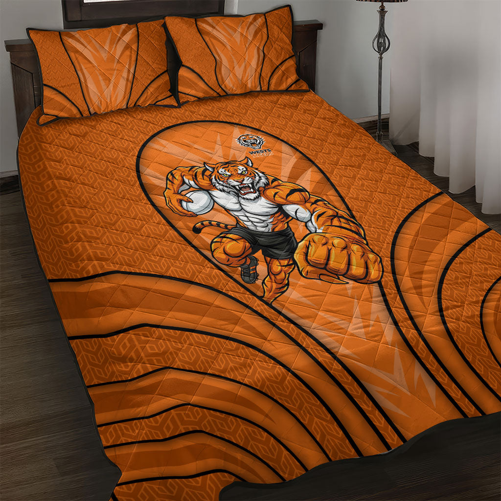 Wests Tigers Rugby Mascot Quilt Bed Set Australian Rugby Culture - Tribal Inspired Tiger
