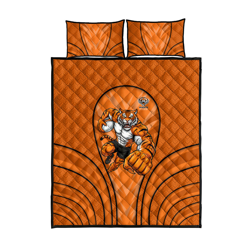 Wests Tigers Rugby Mascot Quilt Bed Set Australian Rugby Culture - Tribal Inspired Tiger