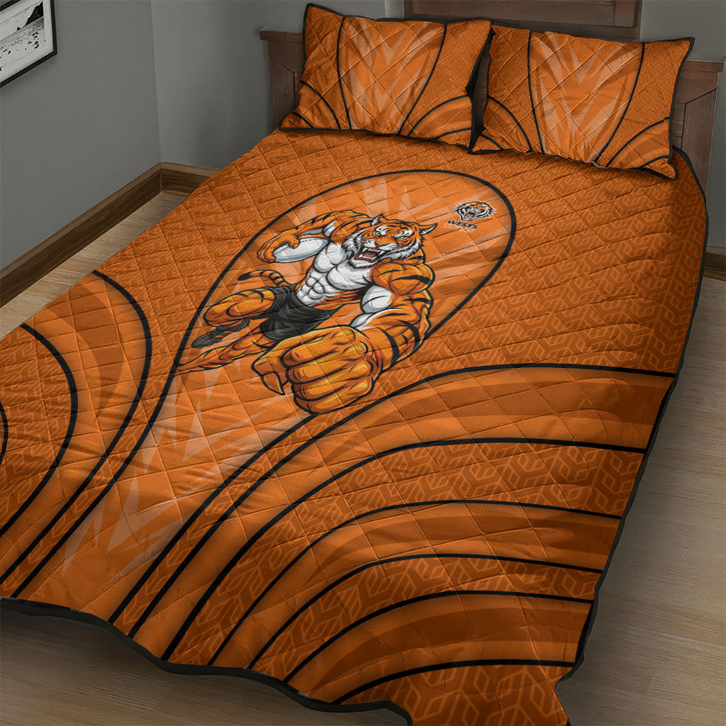 Wests Tigers Rugby Mascot Quilt Bed Set Australian Rugby Culture - Tribal Inspired Tiger