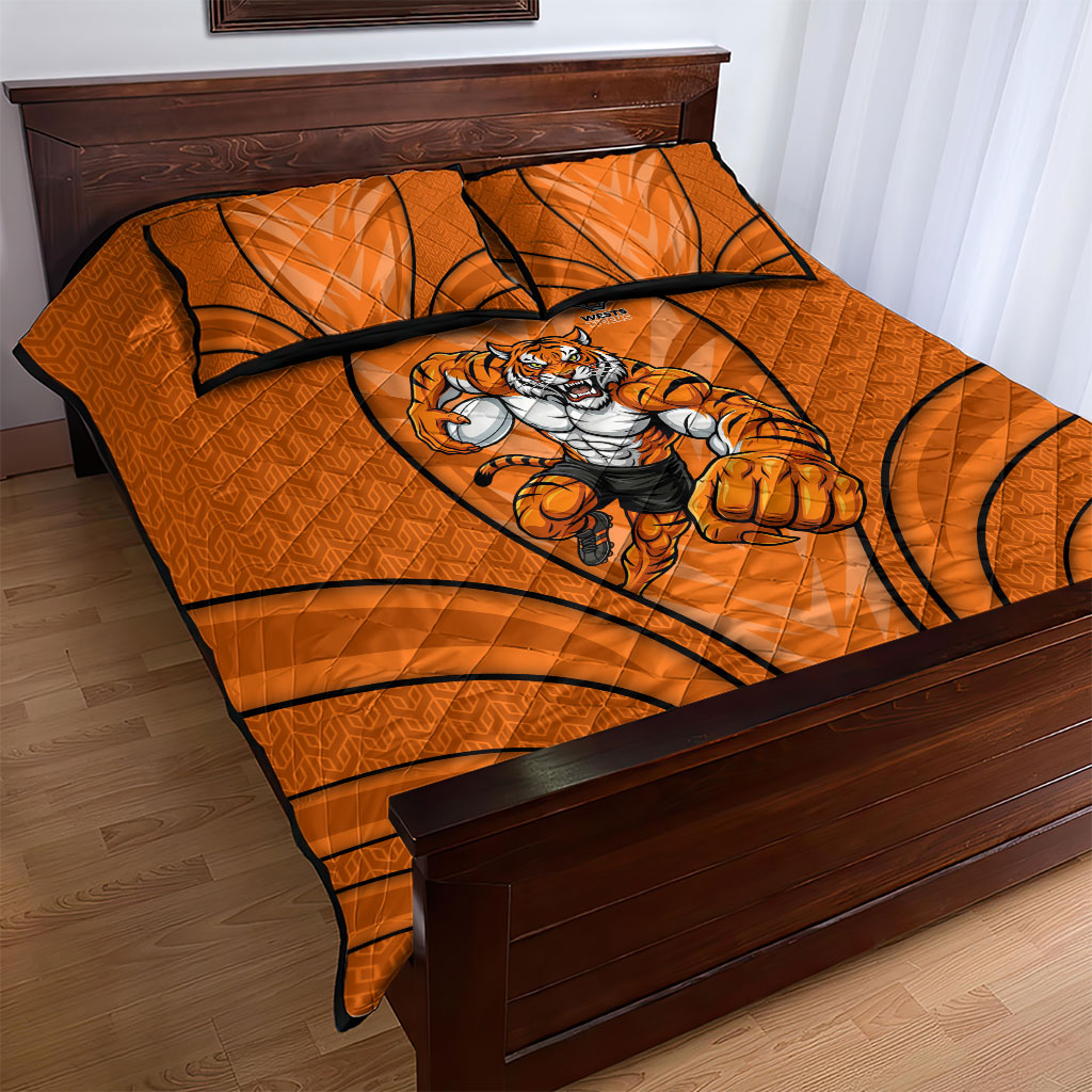 Wests Tigers Rugby Mascot Quilt Bed Set Australian Rugby Culture - Tribal Inspired Tiger