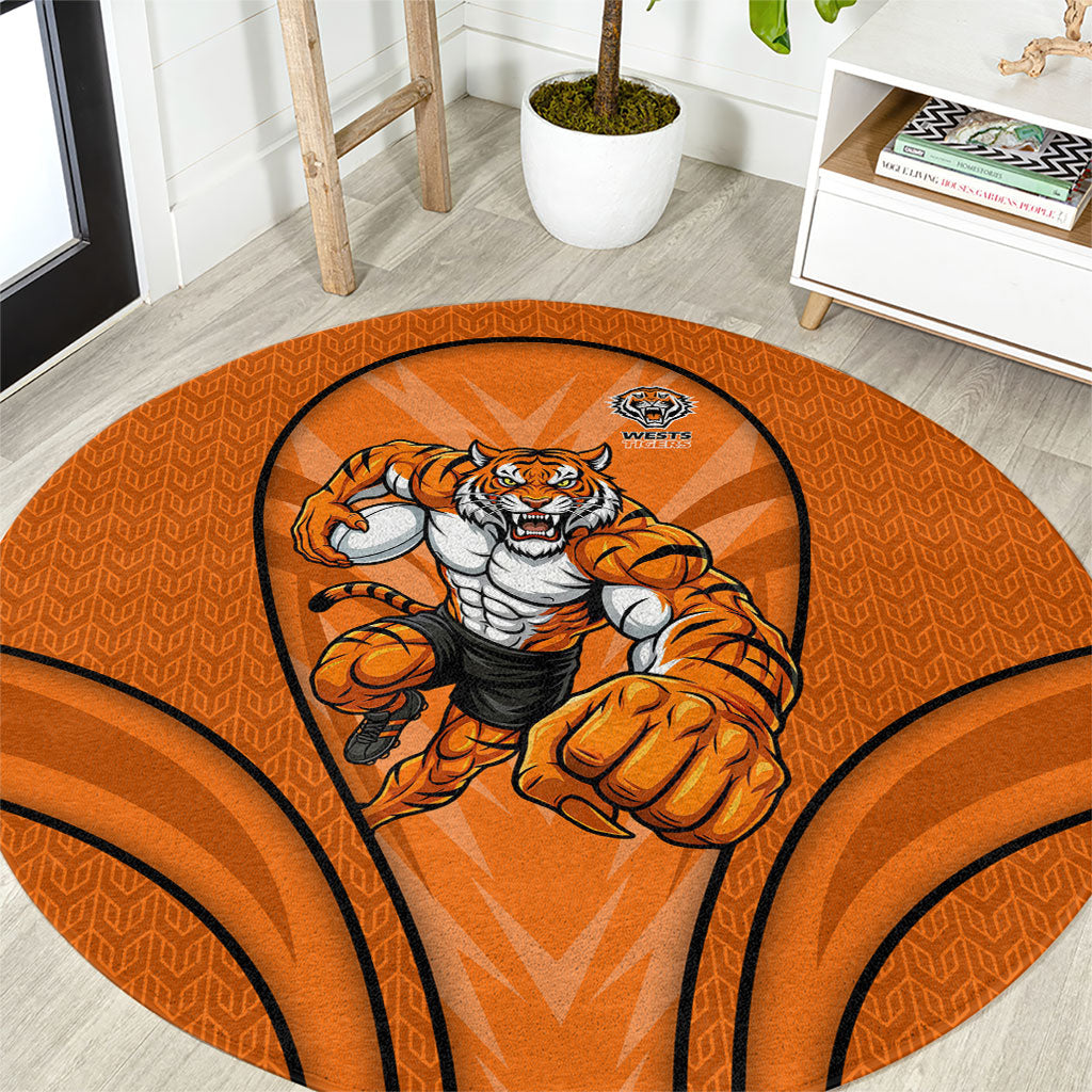 Wests Tigers Rugby Mascot Round Carpet Australian Rugby Culture - Tribal Inspired Tiger
