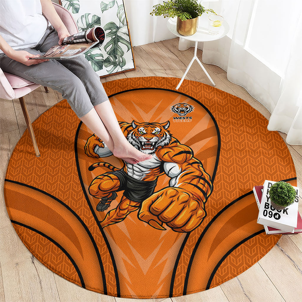 Wests Tigers Rugby Mascot Round Carpet Australian Rugby Culture - Tribal Inspired Tiger