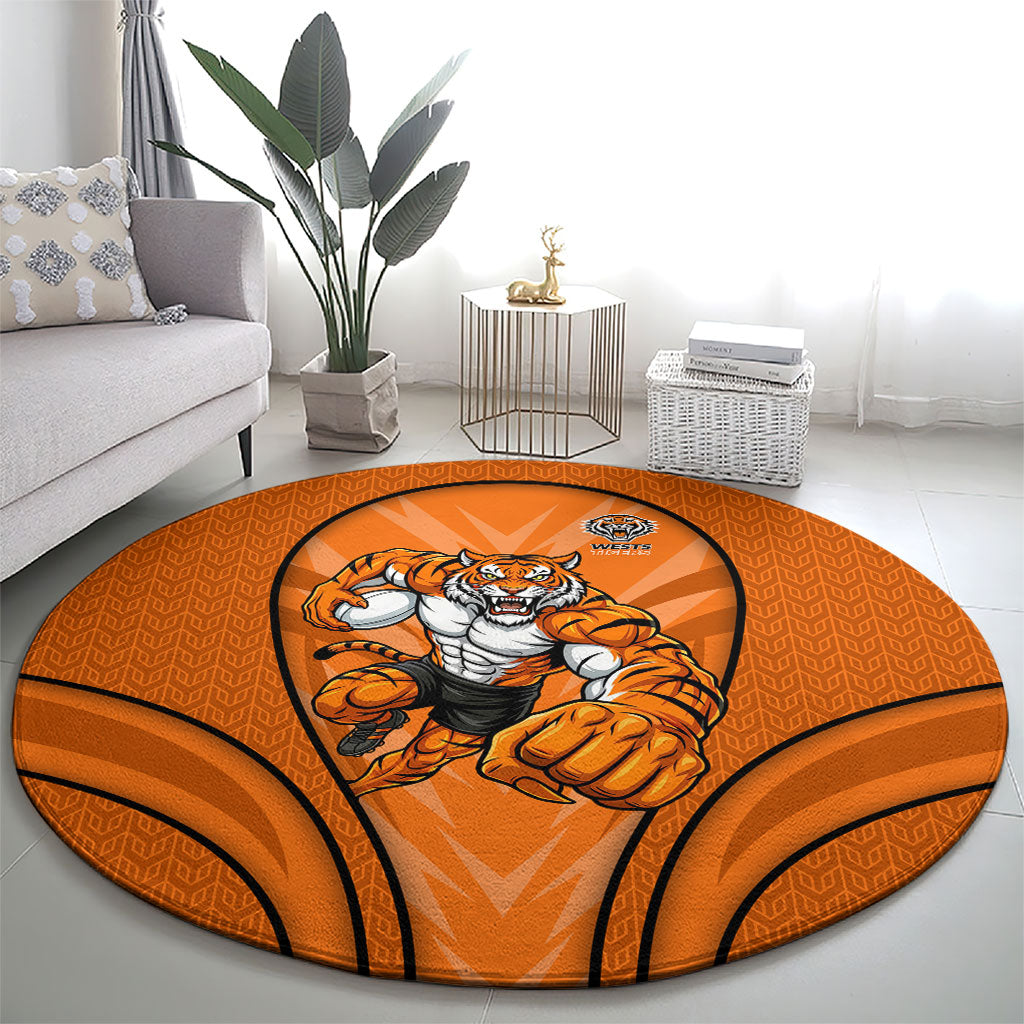 Wests Tigers Rugby Mascot Round Carpet Australian Rugby Culture - Tribal Inspired Tiger
