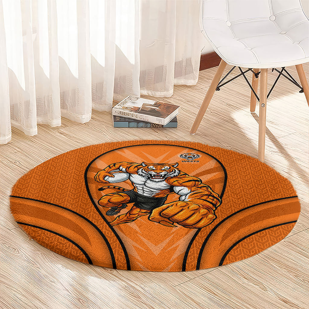 Wests Tigers Rugby Mascot Round Carpet Australian Rugby Culture - Tribal Inspired Tiger