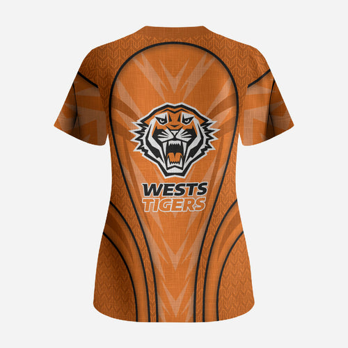 Wests Tigers Rugby Mascot Scrub Top Australian Rugby Culture - Tribal Inspired Tiger